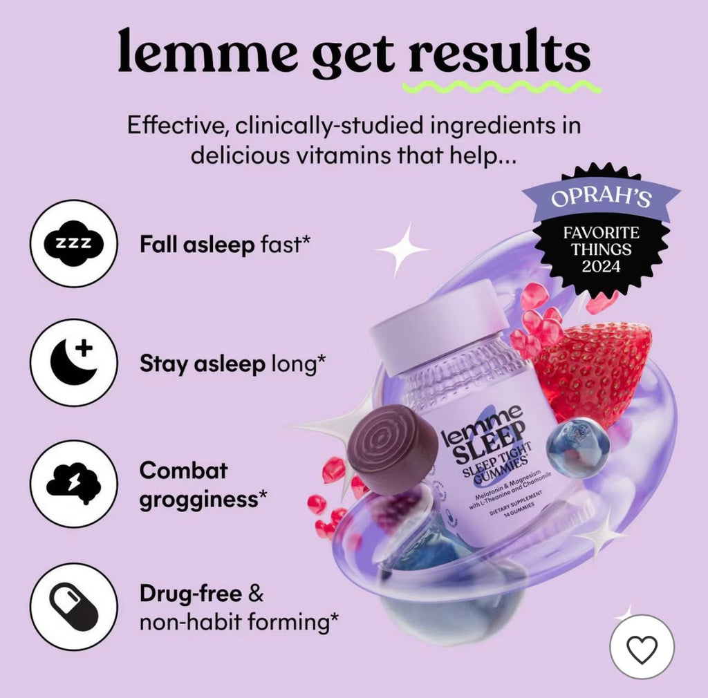 Lemme Sleep Gummies - Deep Sleep Support - 5 mg Melatonin, Magnesium & L-Theanine - Berry Flavored - Smaller Jar 14ct