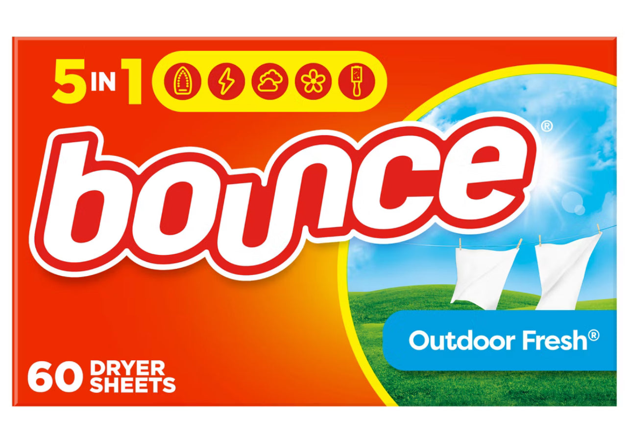 Bounce Outdoor Fresh Fabric Softener Dryer Sheets - 60ct: Box, Bleach-Free, Household Dryer Sheets