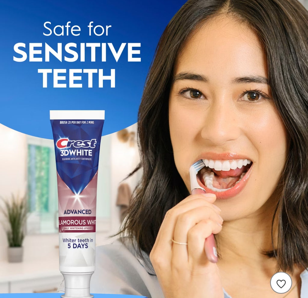 3 Pack: Crest 3D White Advanced Glamorous Teeth Whitening Toothpaste - 3.3oz