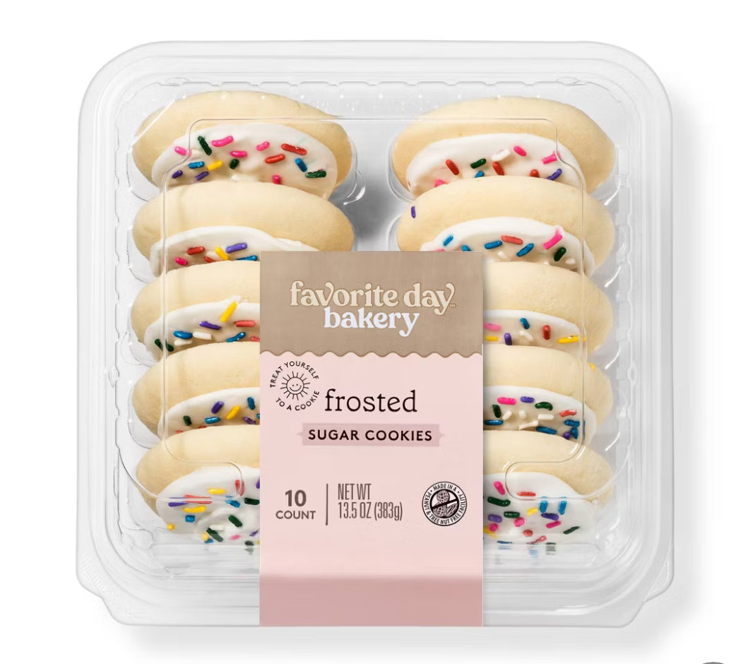 White Frosted Sprinkles Sugar Cookies - 13.5oz/10ct - Favorite Day™