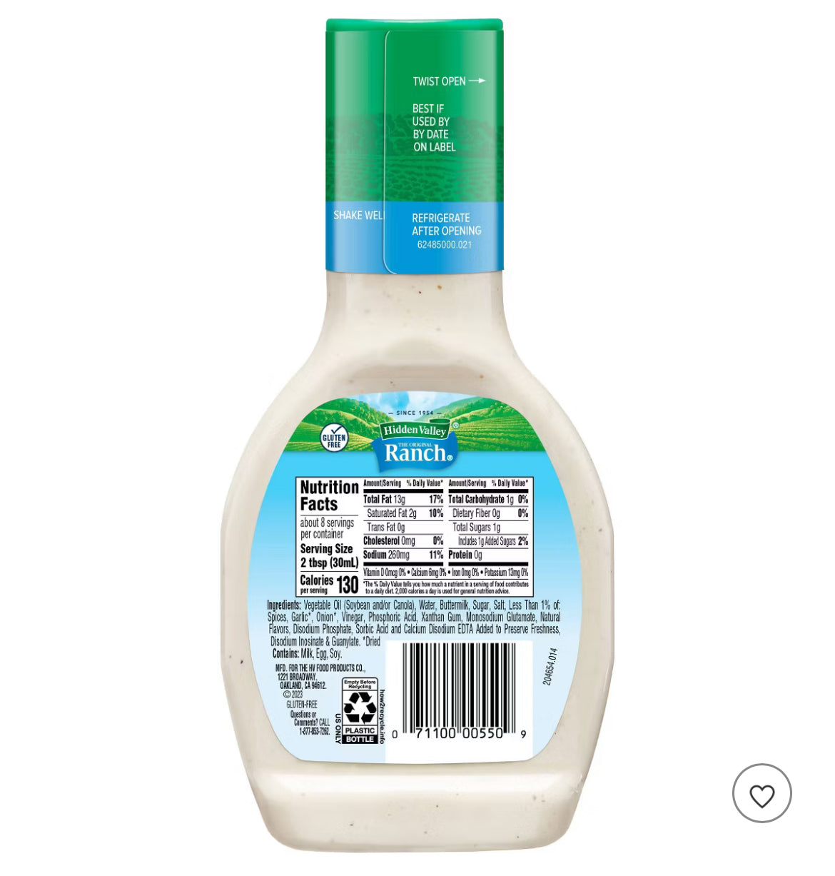 Hidden Valley Original Ranch Salad Dressing & Topping - Gluten Free - 8 fl oz