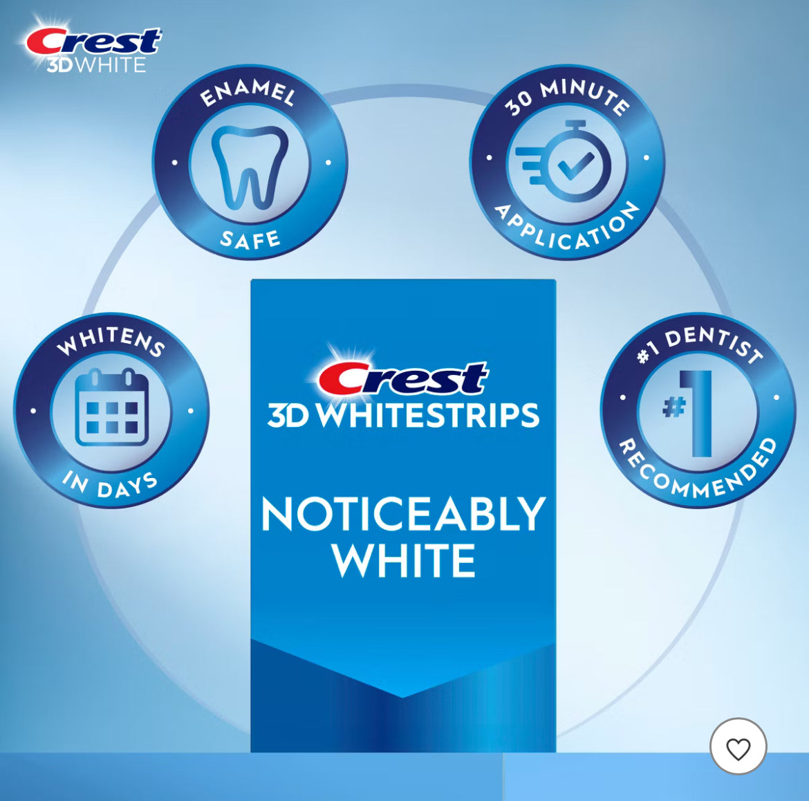 Crest 3DWhitestrips Noticeably White At-home Teeth Whitening Kit - 10 Treatments