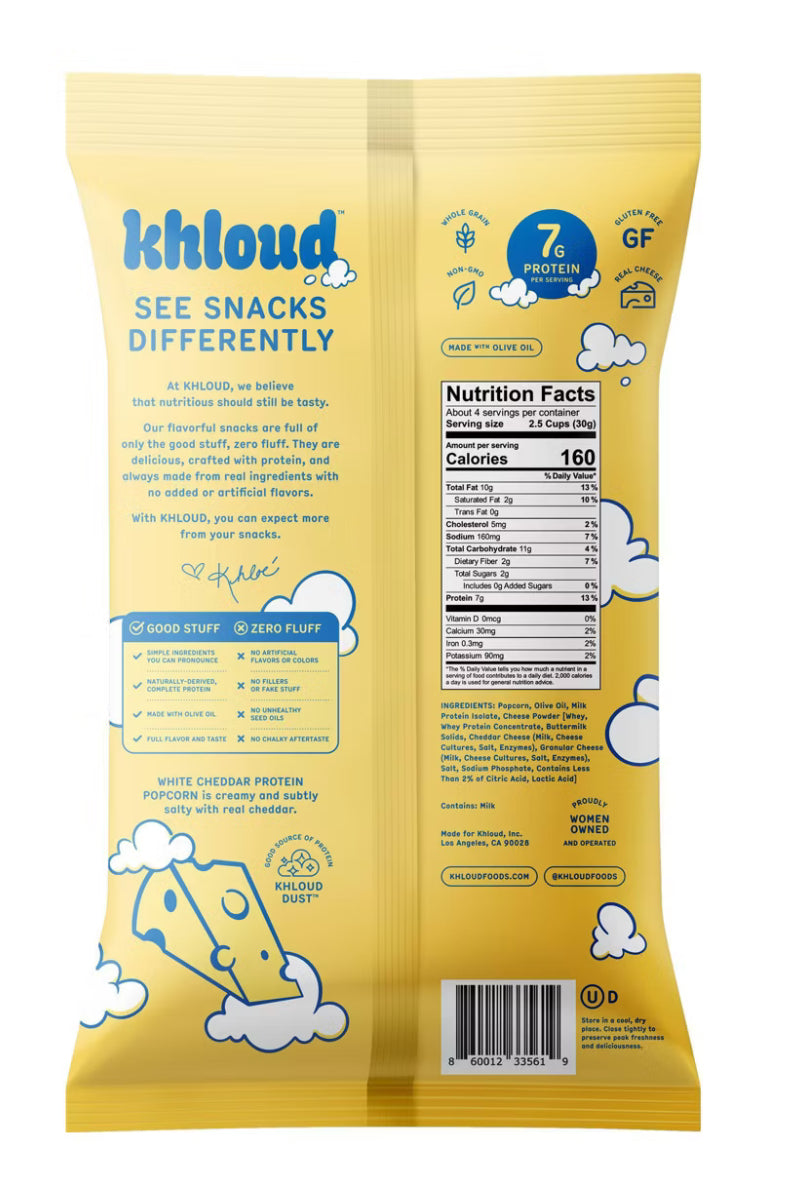 Khloud White Cheddar Protein Popcorn - Large